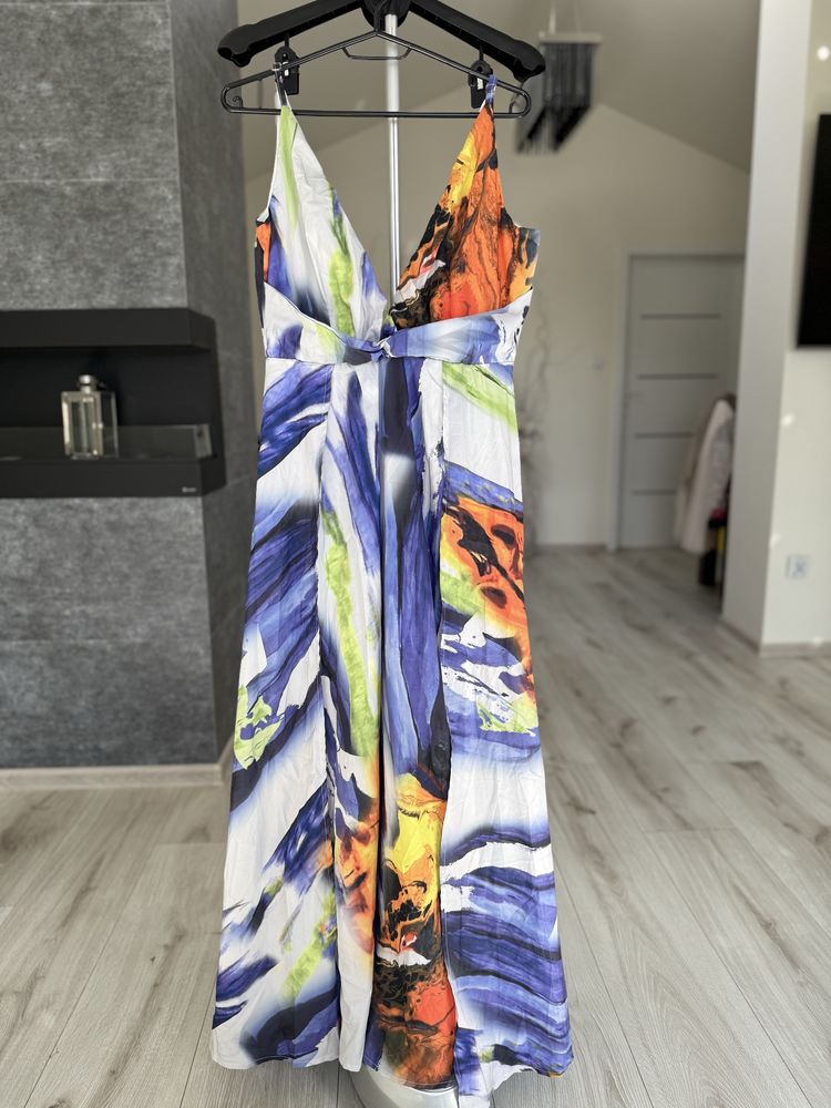 Wzorzysta sukienka maxi z dekoltem XL New Imperial