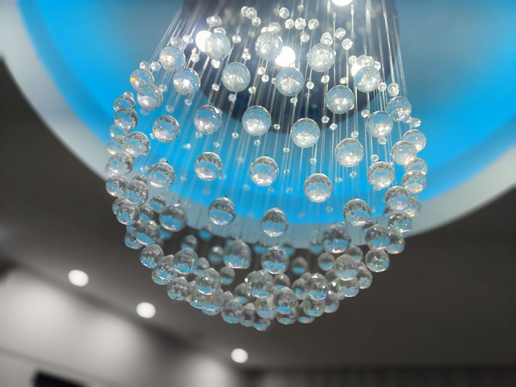 Lampa Kryształowa XXL Moler 50 100 cm Kula Ball Chrom Żyrandol Okrągły
