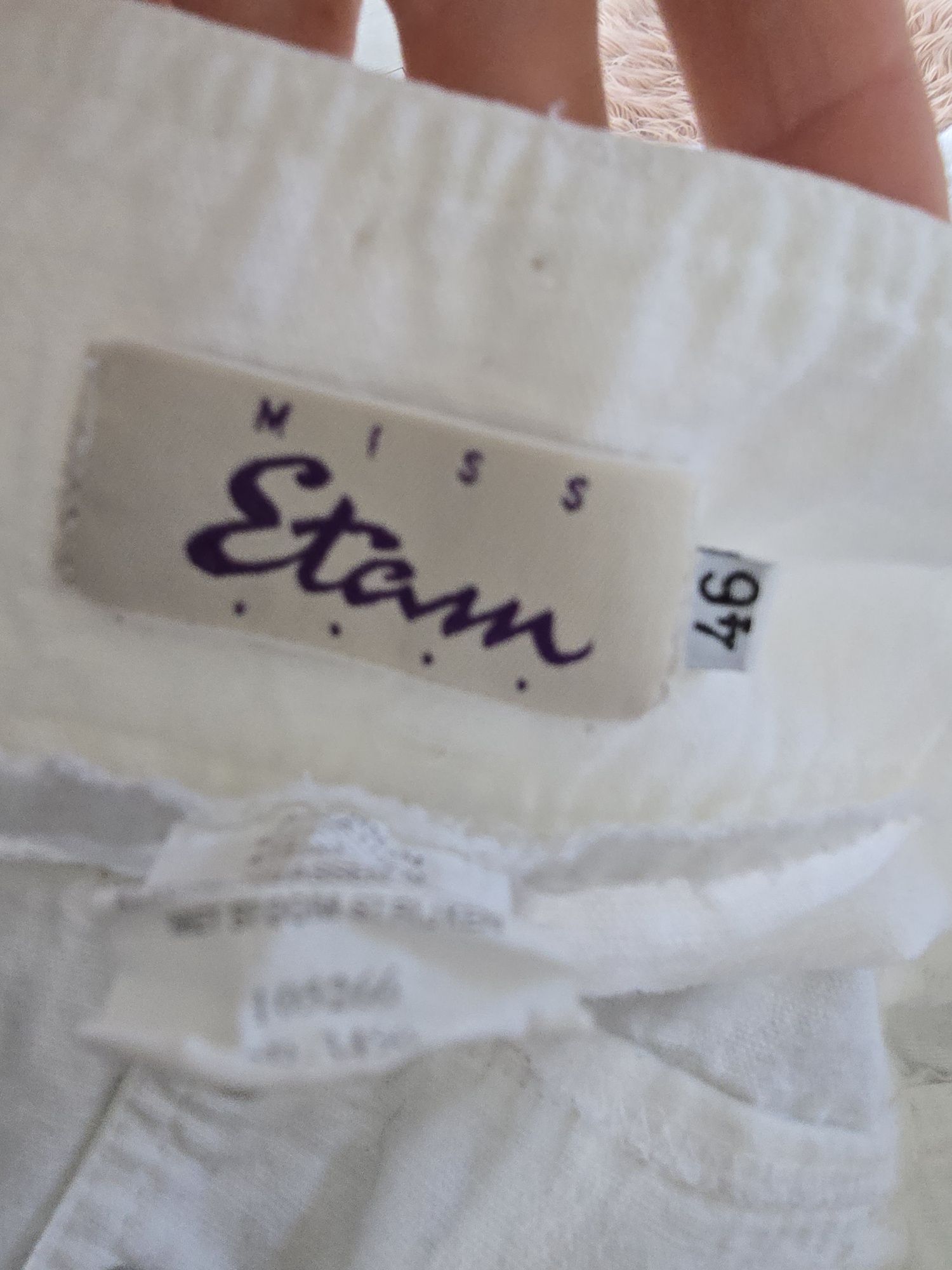 Spodnie białe z lnem 46 szerokie nogawki