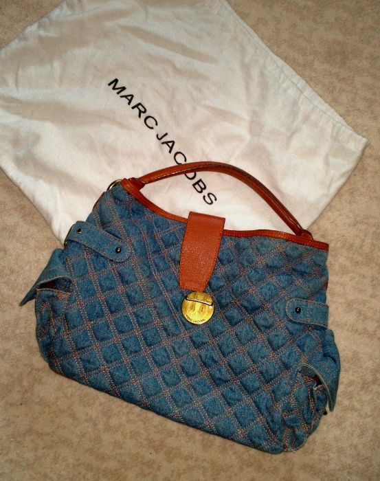 Стёганая джинсовая сумка-торба marc jacobs, оригинал под ремон фурниту