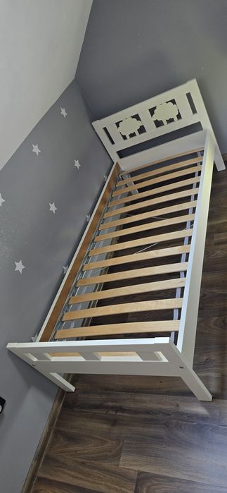 Łóżko dziecięce białe Ikea Kritter z barierką