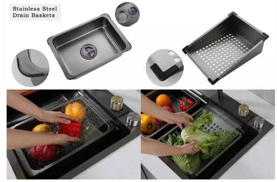 Lavatório de luxo com complementos em inox