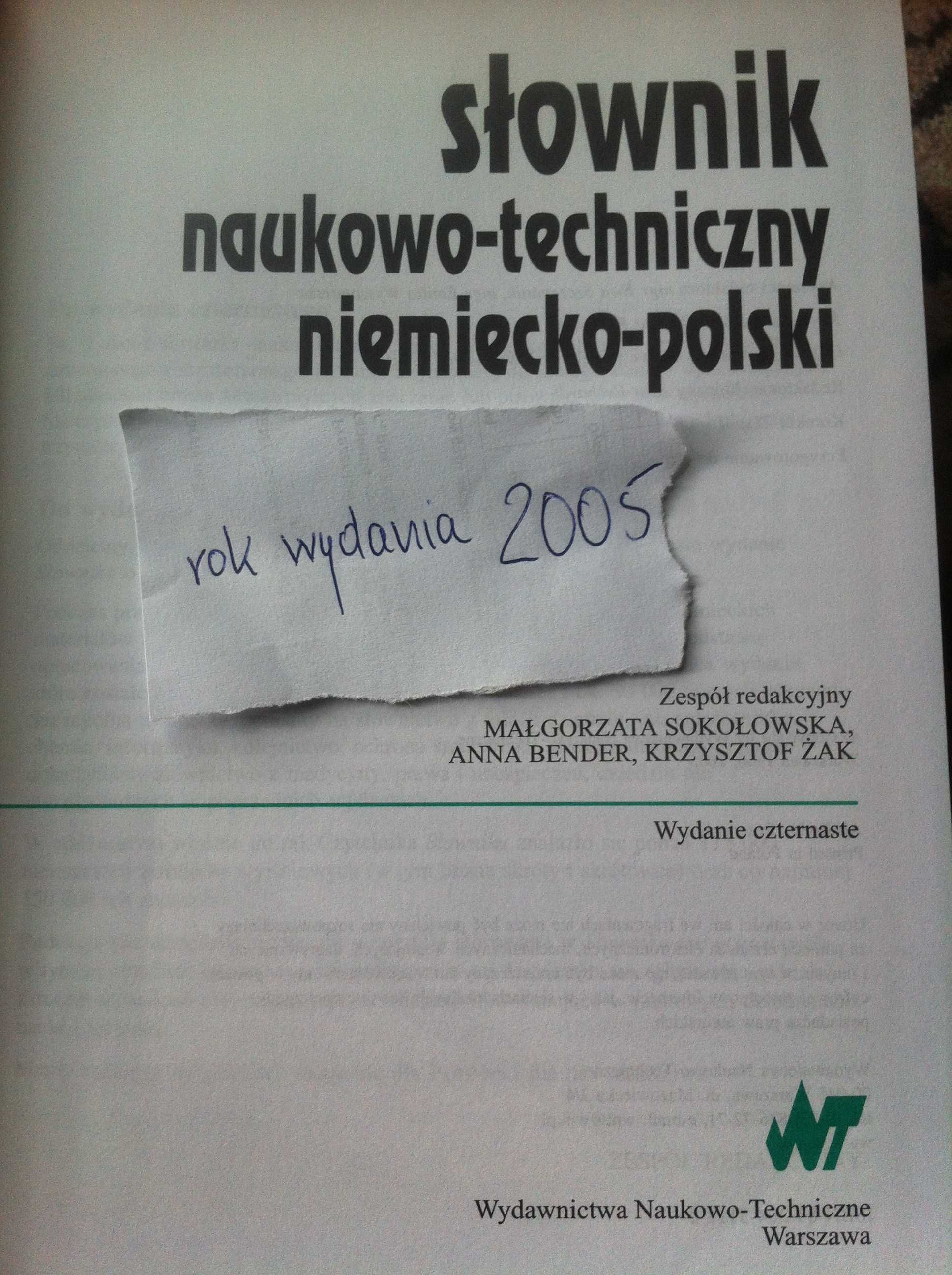 Słownik naukowo techniczny niemiecko - polski.