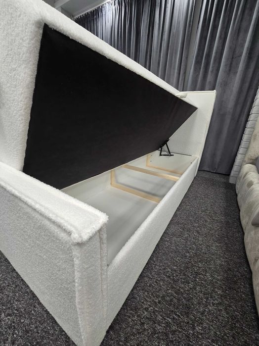 ŁÓŻKO POWYSTAWOWE, NOWE 160X200 z materacem + pojemnik Białe