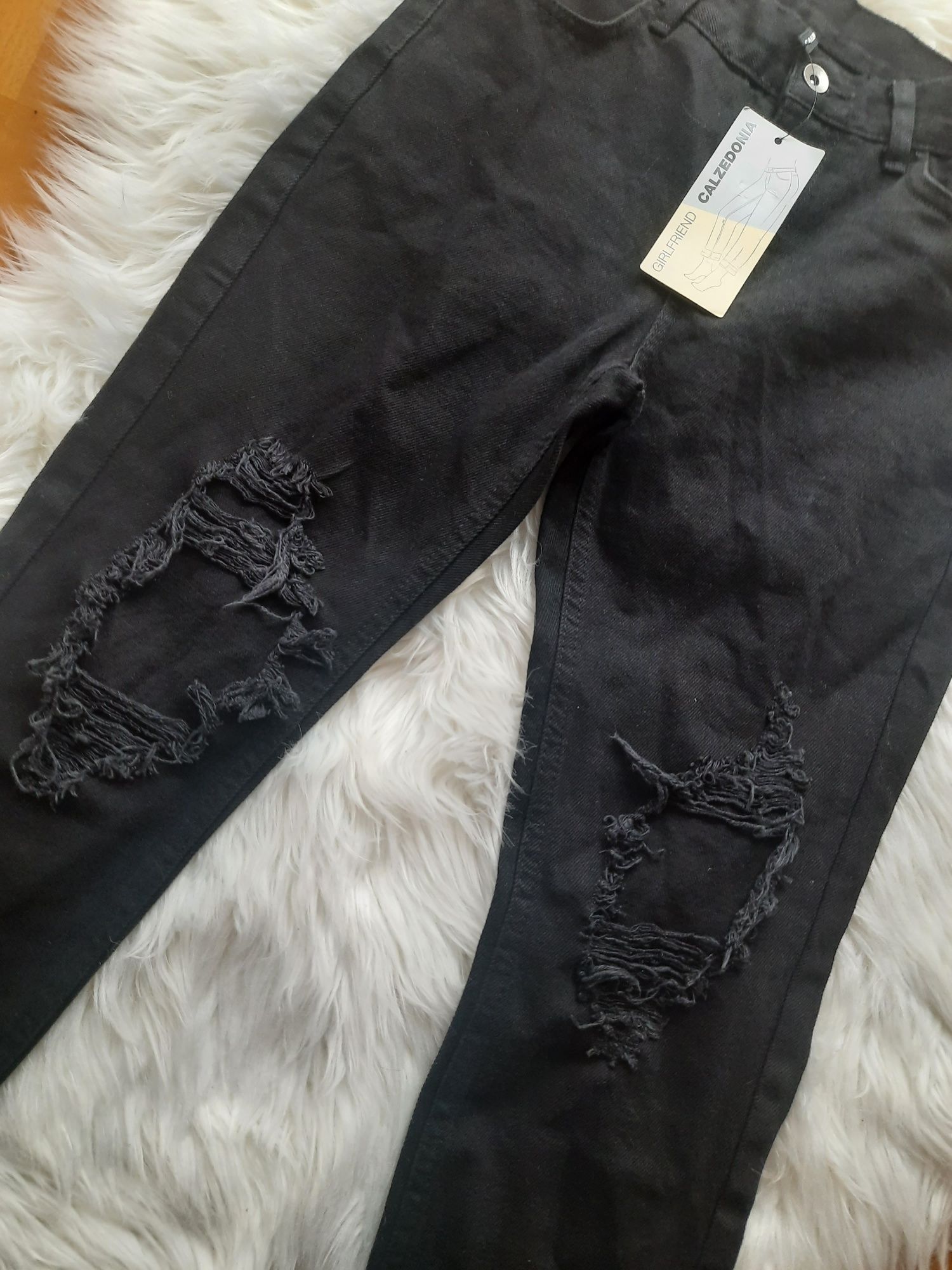 Spodnie jeansy Calzedonia czarne XS nowe z dziurami