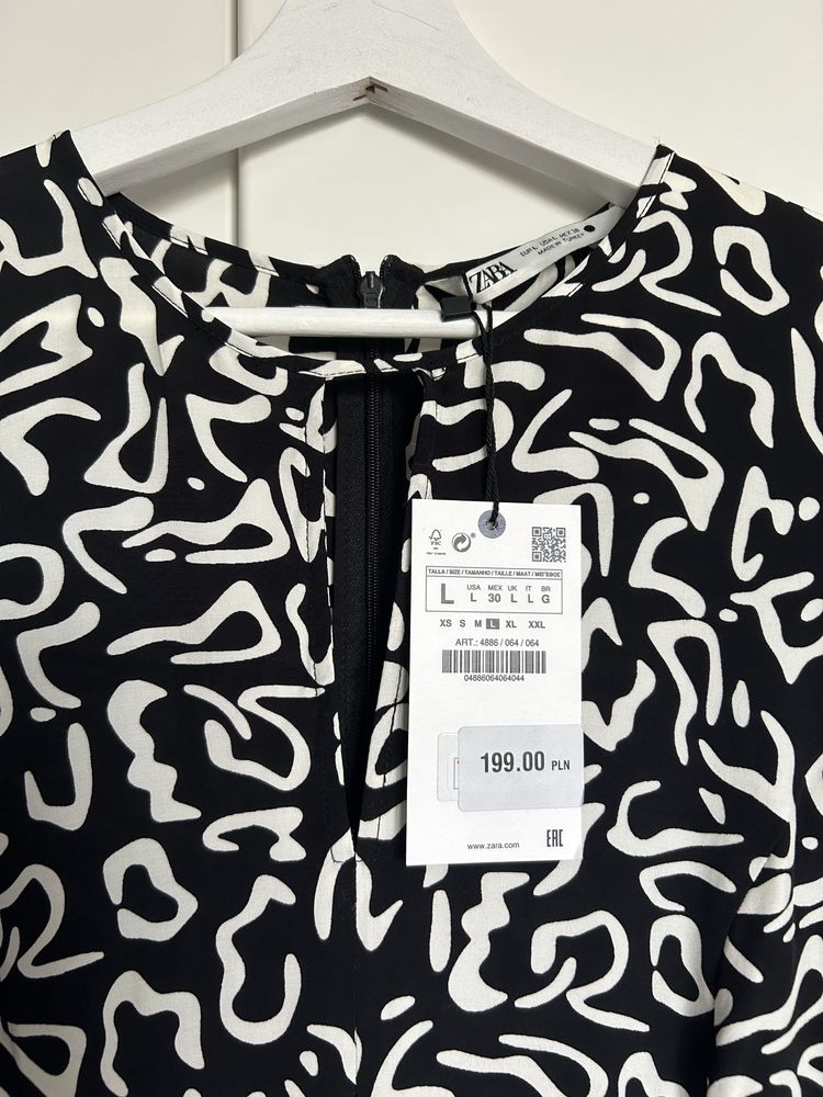 Nowa czarno biała długa elegancka sukienka zara 40