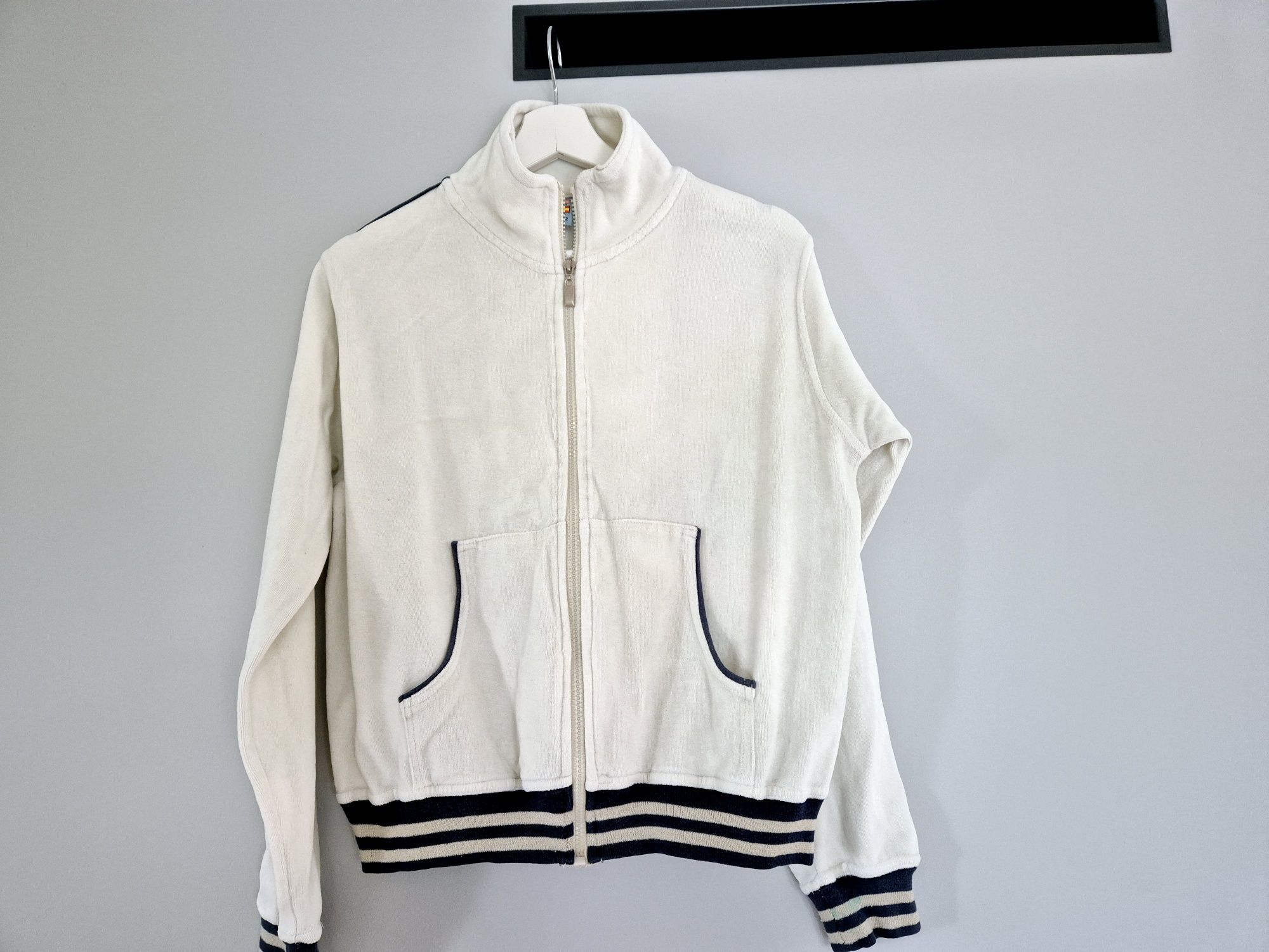 Kremowa bluza L 40 bluzka na zamek dres sportowa