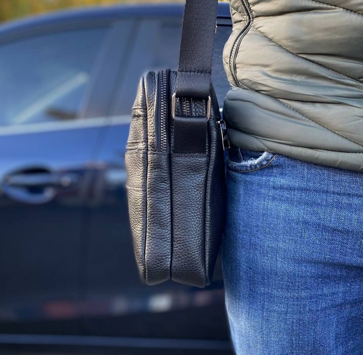 Качественная мужская сумка через плечо, барсетка из натуральной кожи.