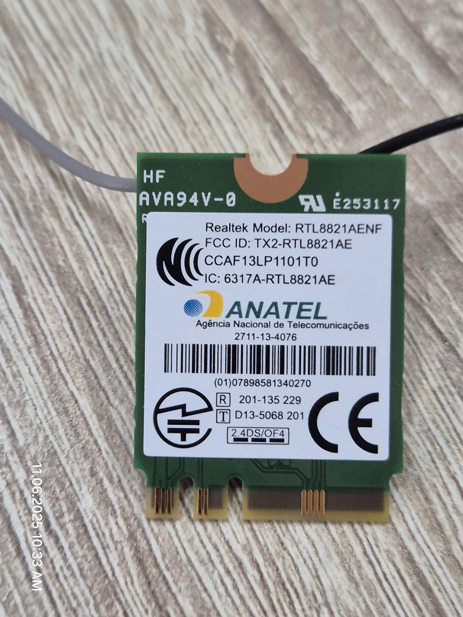 Karta wifi bluetooth lenovo Realtek RTL8821AENF RTL8821AE