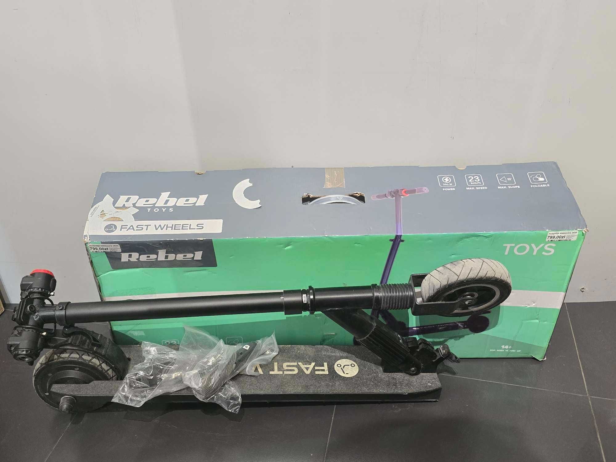 Hulajnoga elektryczna Rebel Fast Wheels 250W uszkodzona