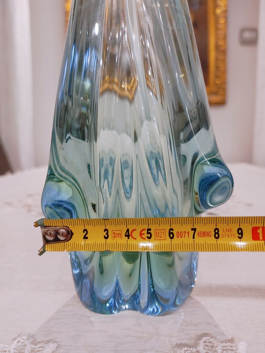 Wazon szkło uranowe Murano? Skrdlovice? Bohemia. Vintage PRL retro