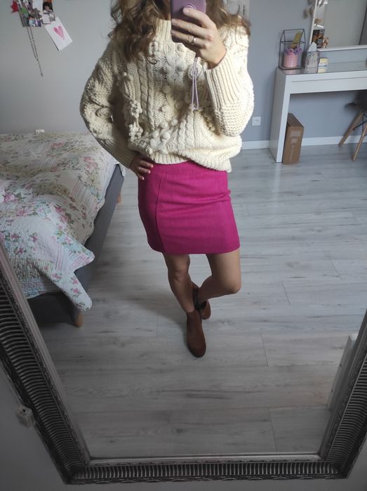 Spodniczka Mini różowa h&m 34 XS jesień zima