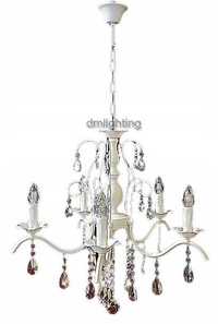 Lampa sufitowa kryształowa vintage glamour biała