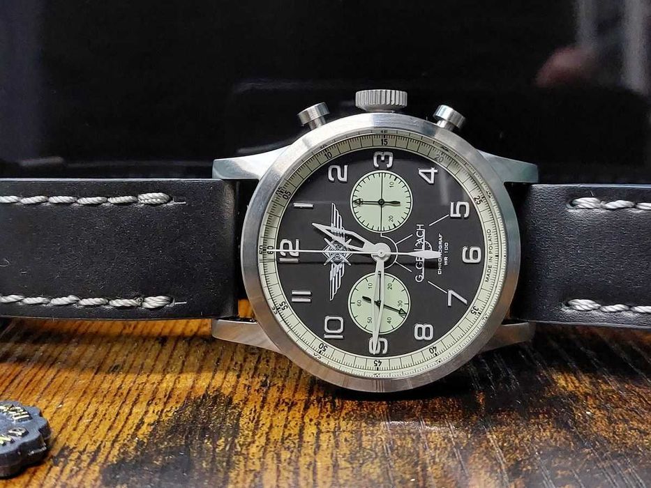 Zegarek męski PILOT chronograf automatyczny. G.Gerlach. NOWY