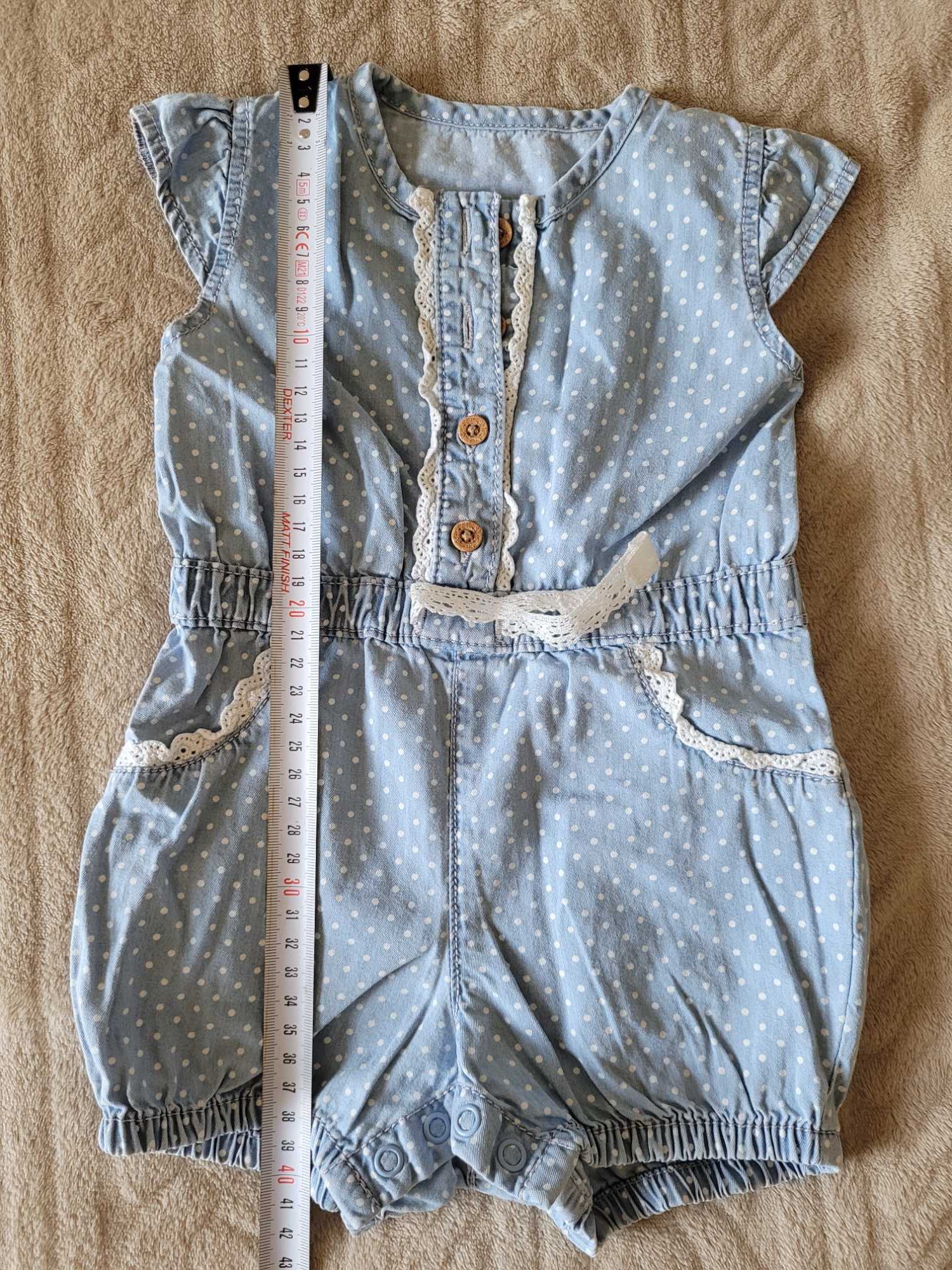 Kombinezon letni krótki - cienki jeans 
r.  74 cm