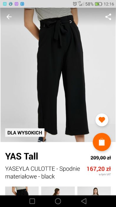 S 36 YAS Tall - YASEYLA CULOTTE - Spodnie materiałowe