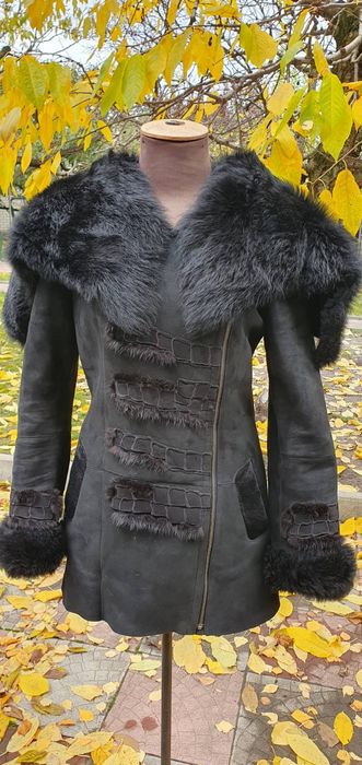 Дубленка натуральная с мехом S,M, косуха
