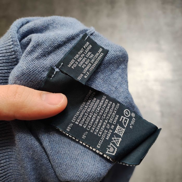 MĘSKI Premium Sweterek 15%Kaszmir Elegancki Błękit Polo Ralph Lauren