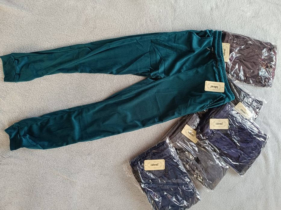 Dresy dres welurowy kolory brązowy szary czarny s m xl l spodnie