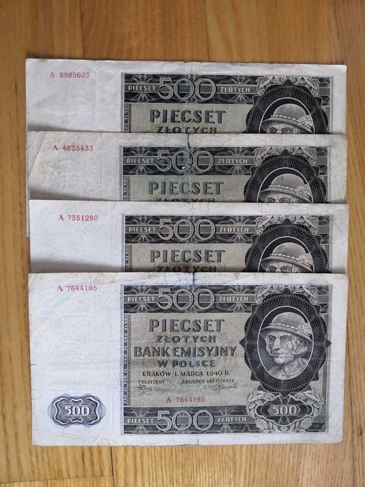 500 zł Góral 1940 rok 4 szt