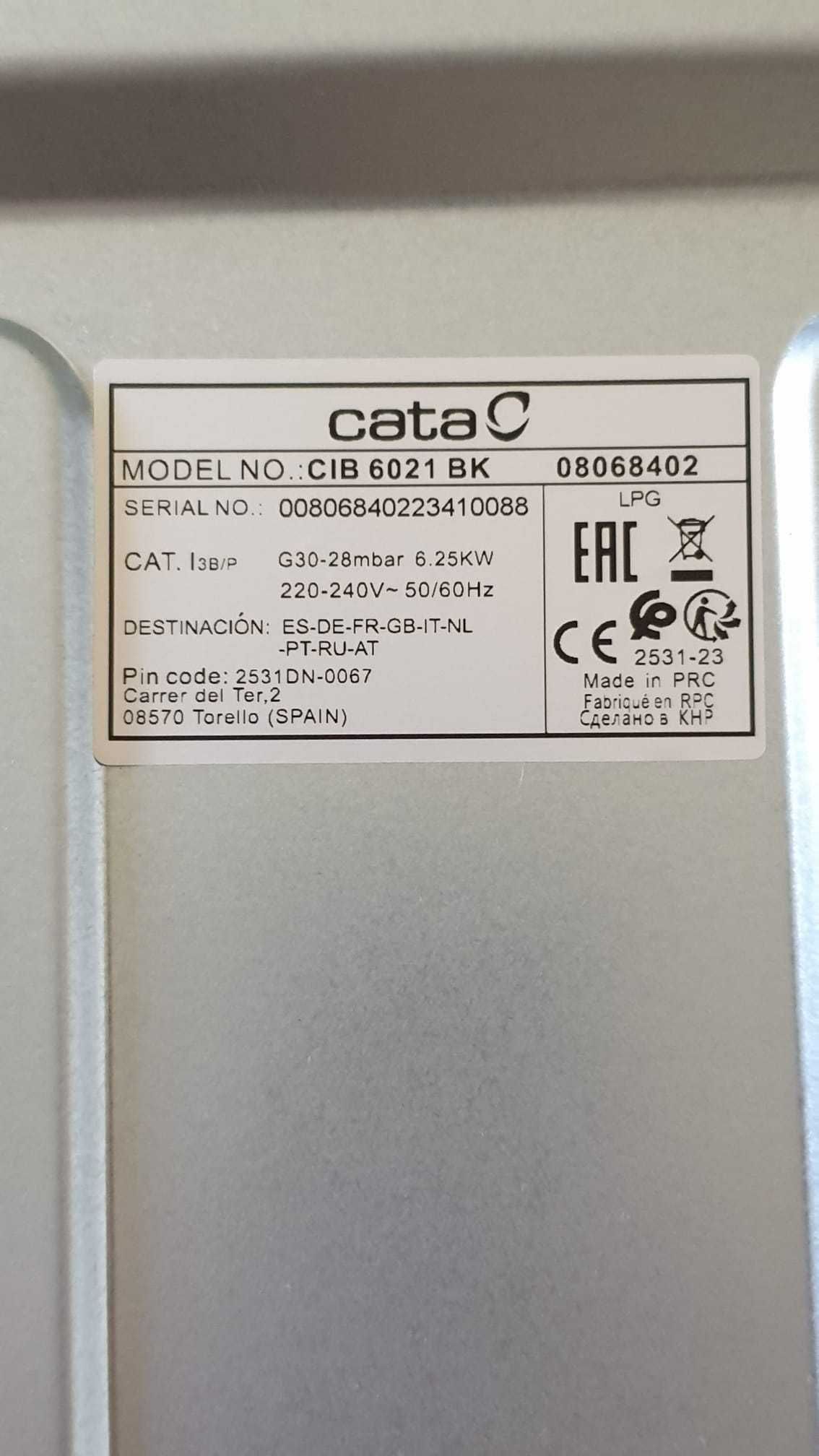 Cata Placa de vidro gás