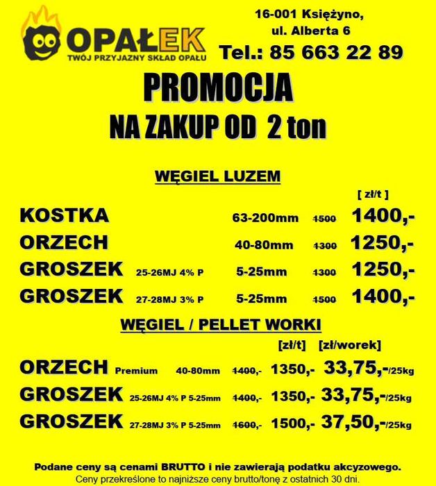 PROMOCJA Pellet Węgiel Białystok Orzech Kostka Groszek luzem, worki