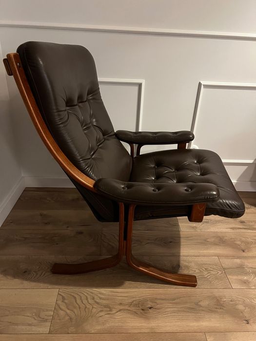 Skandynawski Fotel Skórzany Gięte Drewno W Stylu Projektu Hjortdala