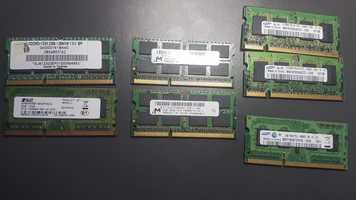 10 Memorias RAM portátil (4 x 2Gb, 3 x 1Gb, 2 x 512Mb e 1 x 256Mb)