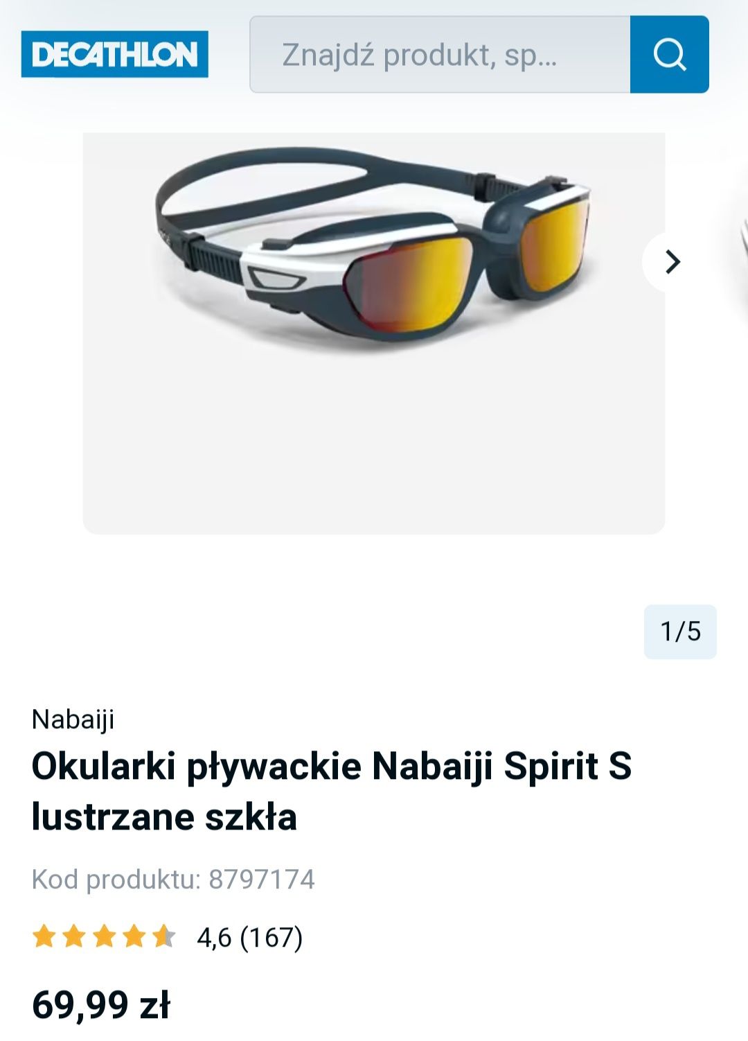 Okulary pływackie nabaliji lustrzane szkła