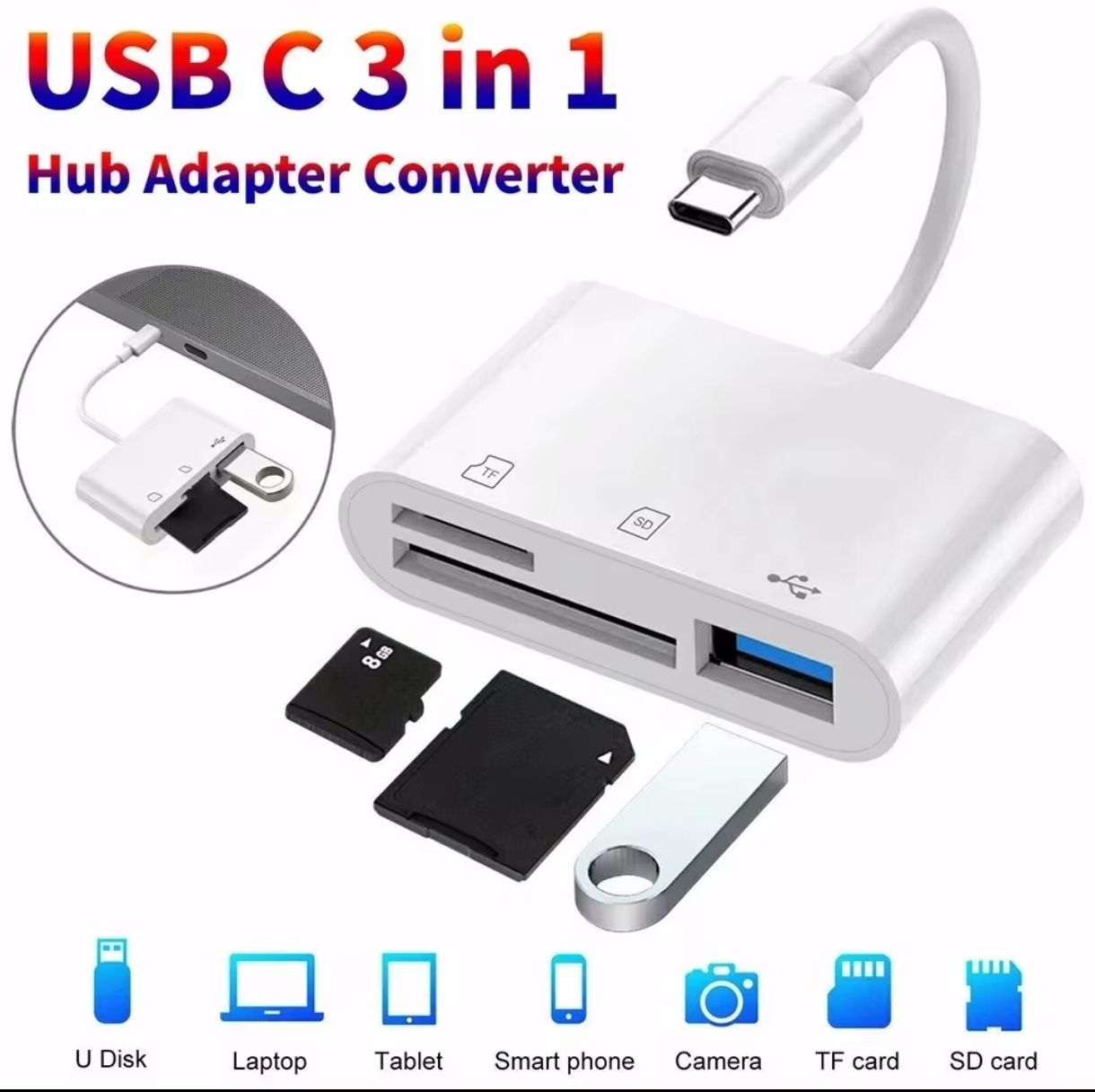 Adapter OTG 3 in 1 USB-C