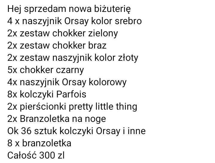 Bizuteria sztuczna nowa