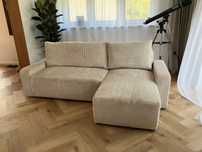 Sofa/narożnik - kolor beżowy sztruks stan bardzo dobry