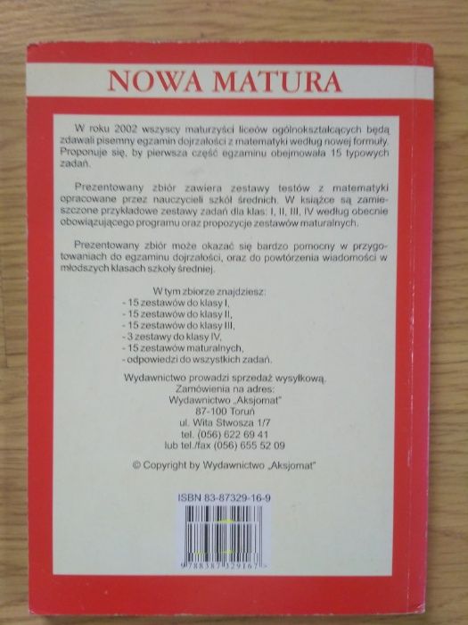 Matura z matematyki - wydawnictwo Aksjomat