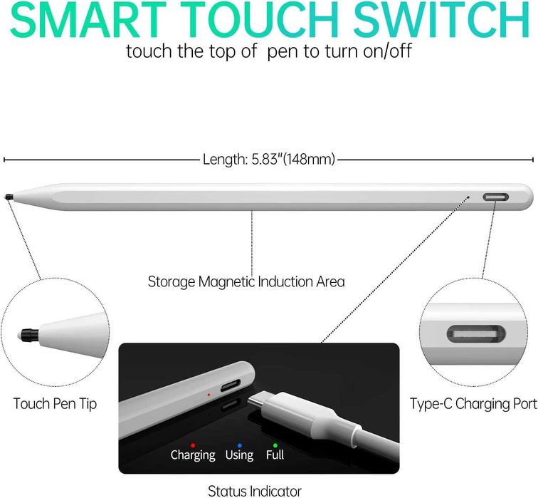 QOOKER Pencil Rysik do ekranów dotykowych PC iPad Air Pro Stylus Pen
