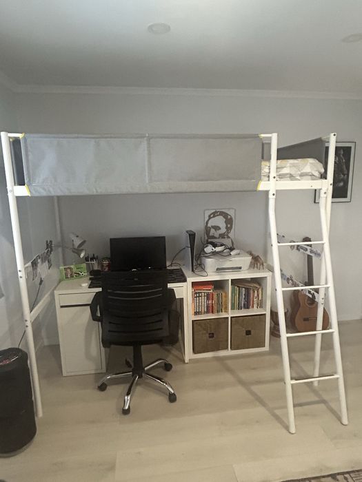 Cama alta de solteiro com colchao incluido