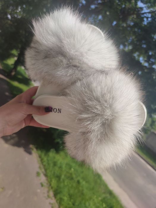 Розпродаж!!!Трендові пухнасті шльопанці з натуральним хутром!!!