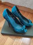 Sapatos Cetim Turquesa
