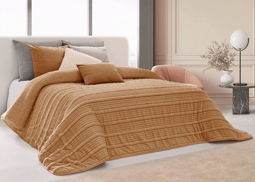 Edredões borrego com almofadas cheias