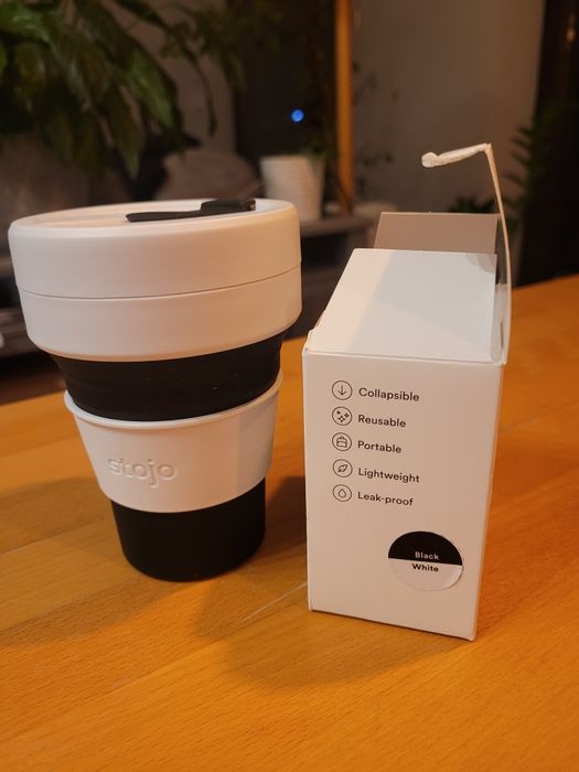 Nowy składany Kubek na wynos Stojo Pocket biało czarny