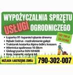 USŁUGI i wypożyczalnia sprzętu ogrodniczego rębak łuparka kosiarka