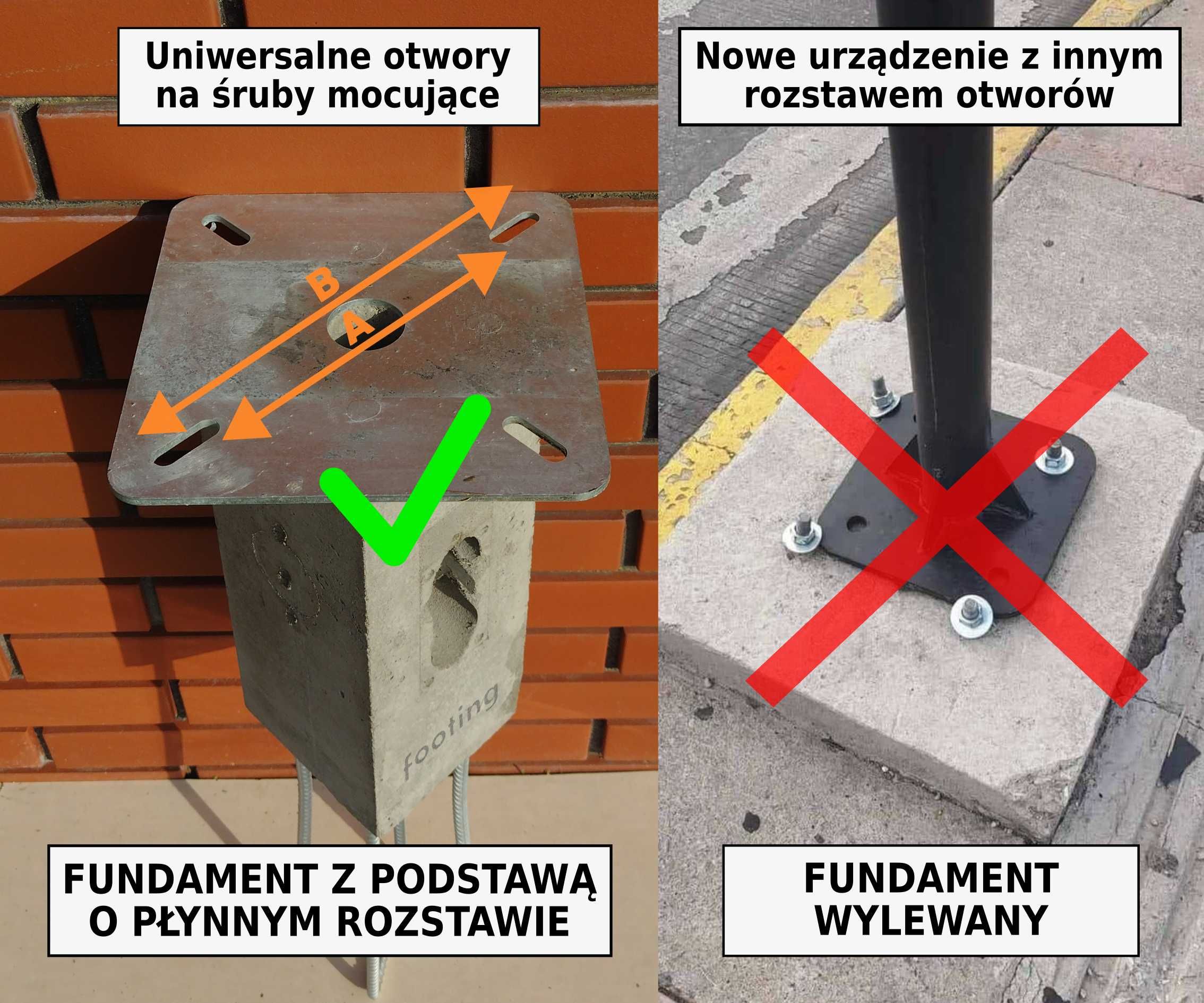 Stopa do masztów latarni lamp słupów UNIWERSALNA M8