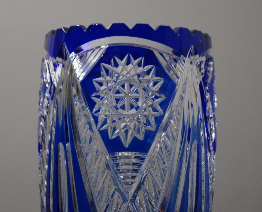 Wazon kobalt kryształ lata 70 duży