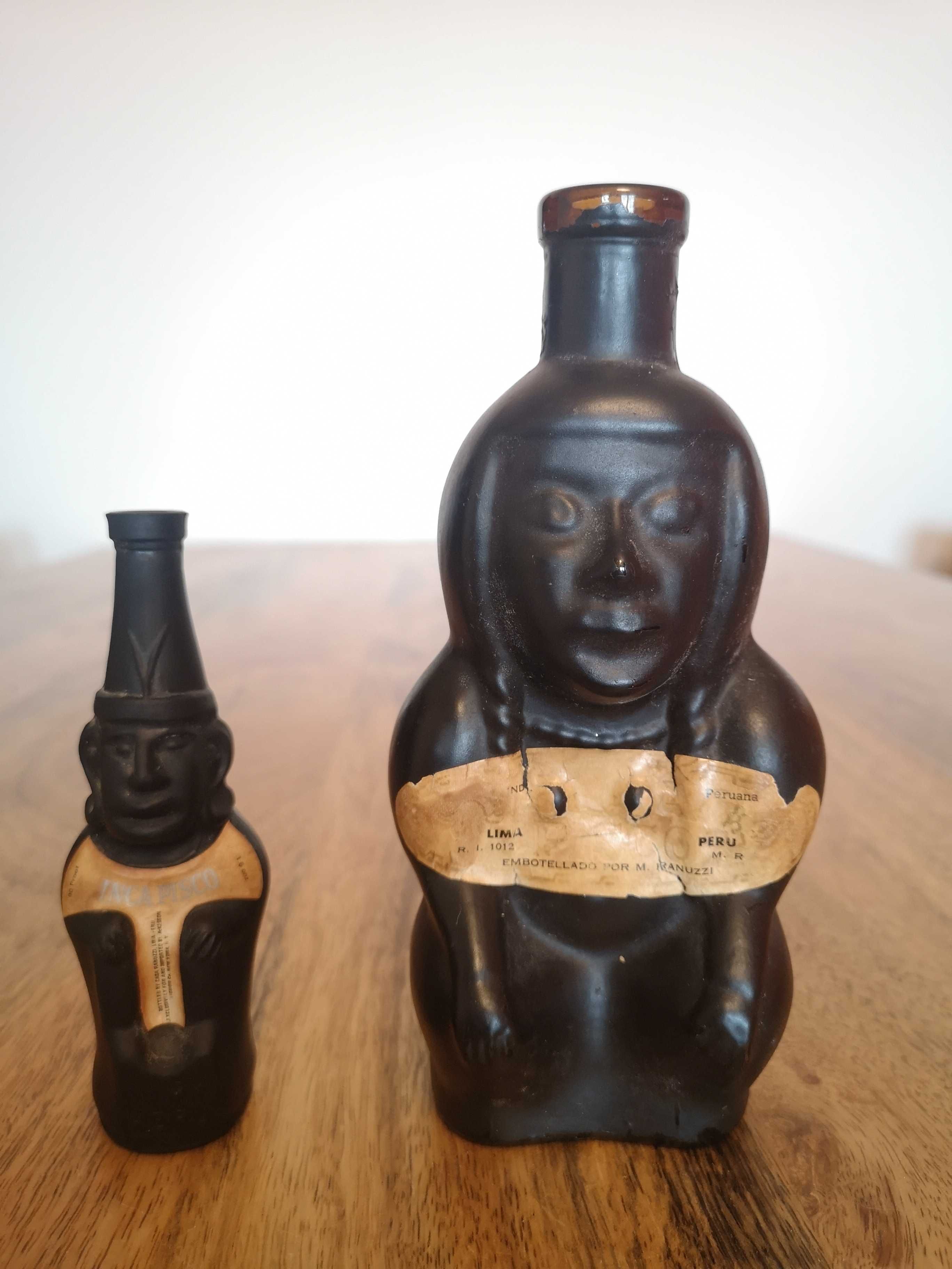 Komplet dwie butelki posągi INCA PISCO LIMA PERU antyki