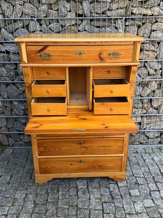 Sekretarzyk sosnowy Sekretera szyfoniera biurko z blatem stary