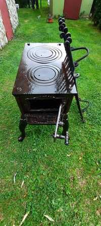 Piec żeliwny zdobiony , grill vintage