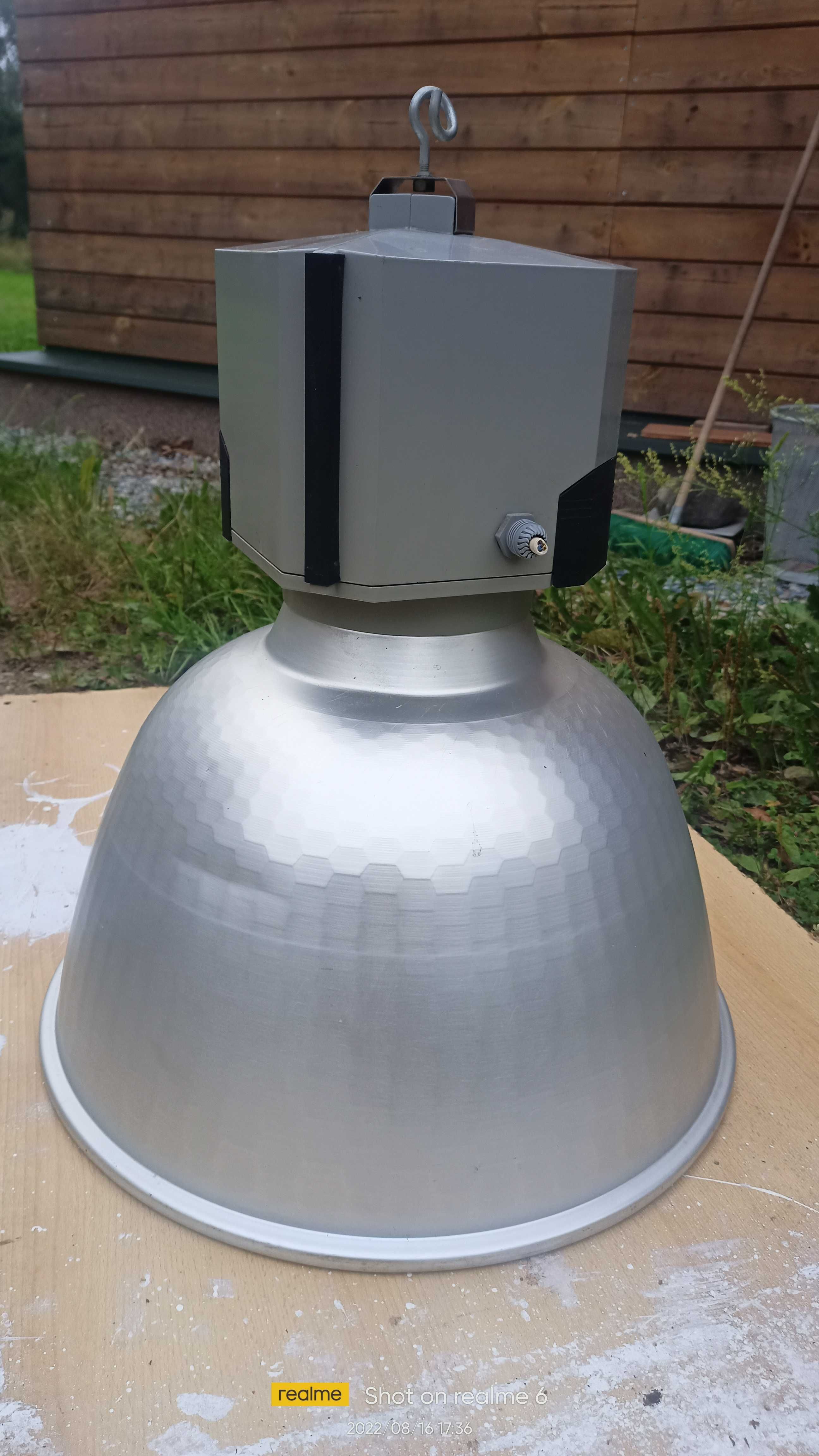 Duża wisząca aluminiowa lampa industrialna - loft - retro