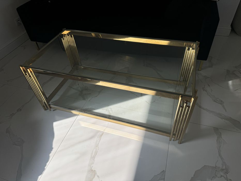 Stolik kawowy ława złota glamour 120x50x60