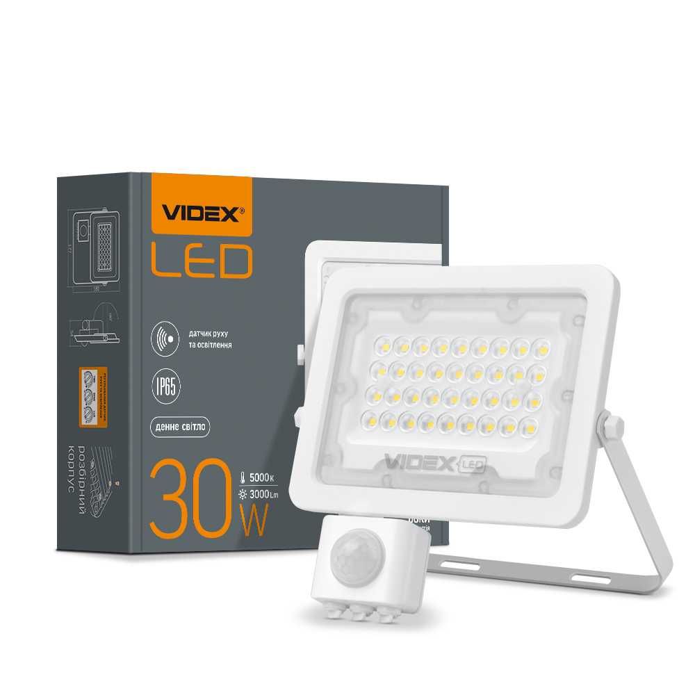 Якісний LED прожектор VIDEX F2e 30W з датчиком руху та освітленості