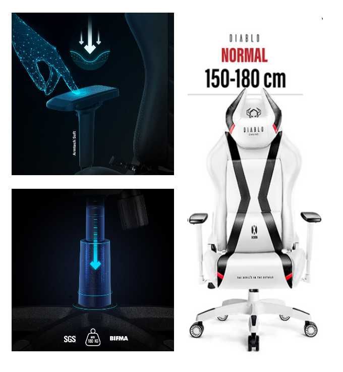 Fotel gamingowy Diablo X-Ray rozmiar: Normal 150-180 - siedząco leżący