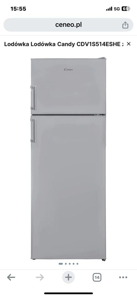 Lodówka CANDY CDV1S514FSE 145cm Srebrna